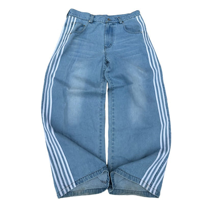 Retro Street Striped Casual Wide Leg Jeans