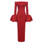 Dress Red Black Slim Fit Long Sleeve Dresses