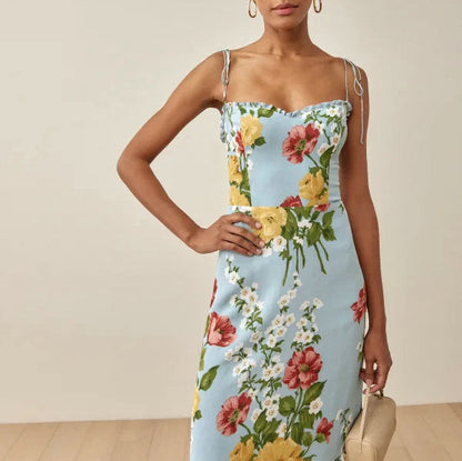 Women's Rayon Printing Slip Dress Summer French Dresses