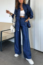 Women's Two-piece Set Solid Color Fashion Long-sleeved Suits