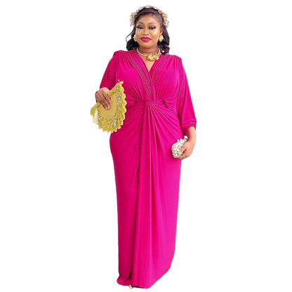 Women's Raglan Sleeve Dress Elegant High Waist Dresses