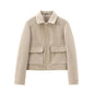 Women's Zipper Ornament Soft Long Sleeve Lapel Coats
