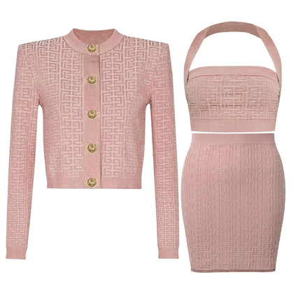 Women's Glamorous Beautiful Fashionable Knitted Three-piece Suits
