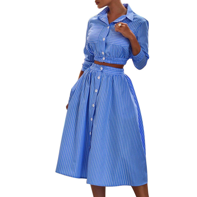Spring Stylish Temperament Long Sleeves Striped Suits
