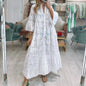 Women's Style Bell Sleeve Lace Solid Color Sexy Long Dresses