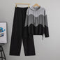 Women's Knitted Hooded Color Matching Casual Sports Suits