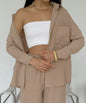 Women's Solid Color Pocket Casual Trousers Cardigans