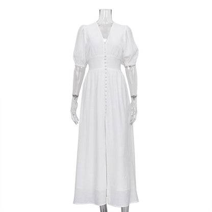 Elegant Dress Design Puff Sleeve Slimming Temperament Slim Fit Dresses