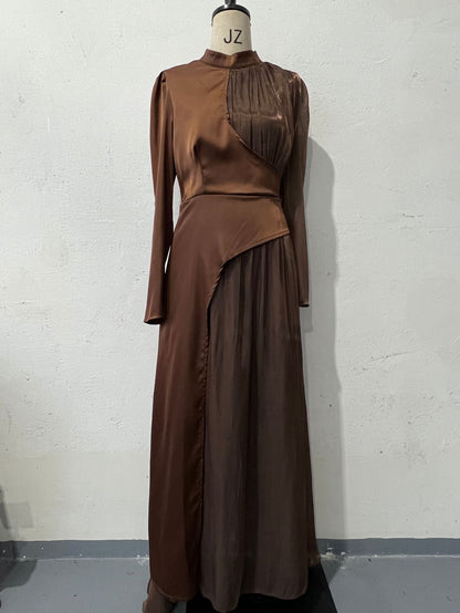 Neck Multicolor Long Sleeve Slim Fit Dresses