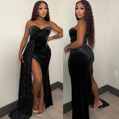 Women's Sexy Nightclub Party Sequin Swing Stitching Dresses