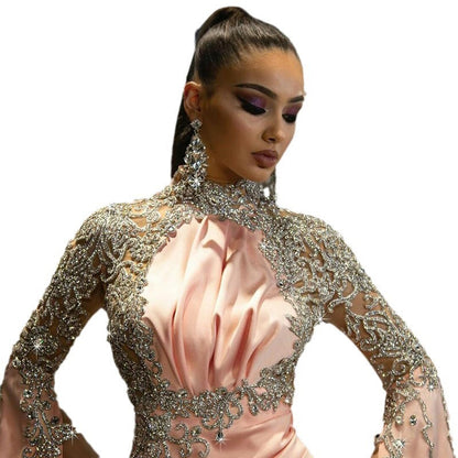 Women's Dress Turtleneck Long Sleeve Slit Irregular Dresses