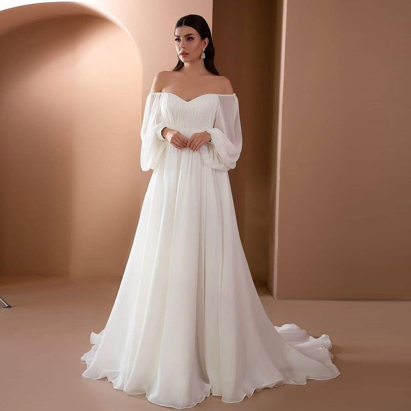 Women's Beautiful Formal Dress Solid Color Wedding Dresses