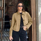 Women's Autumn Fashion Brown Suede Polo Collar Coats