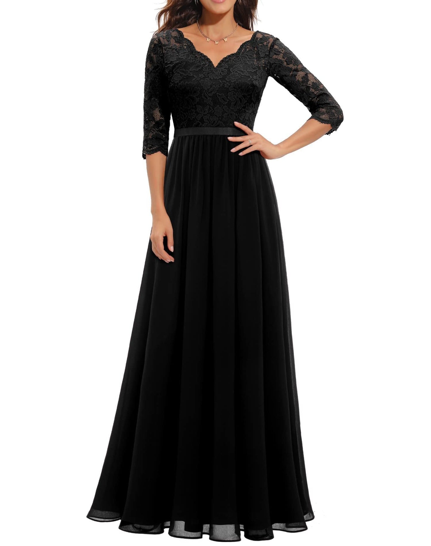 Classic Dress Lace Long Patchwork Noble Dresses