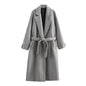 Women's Graceful Fashionable With Belt Long Woolen Coats