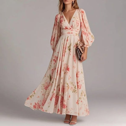Women's Long-sleeved Digital Printed Long Dress Dresses