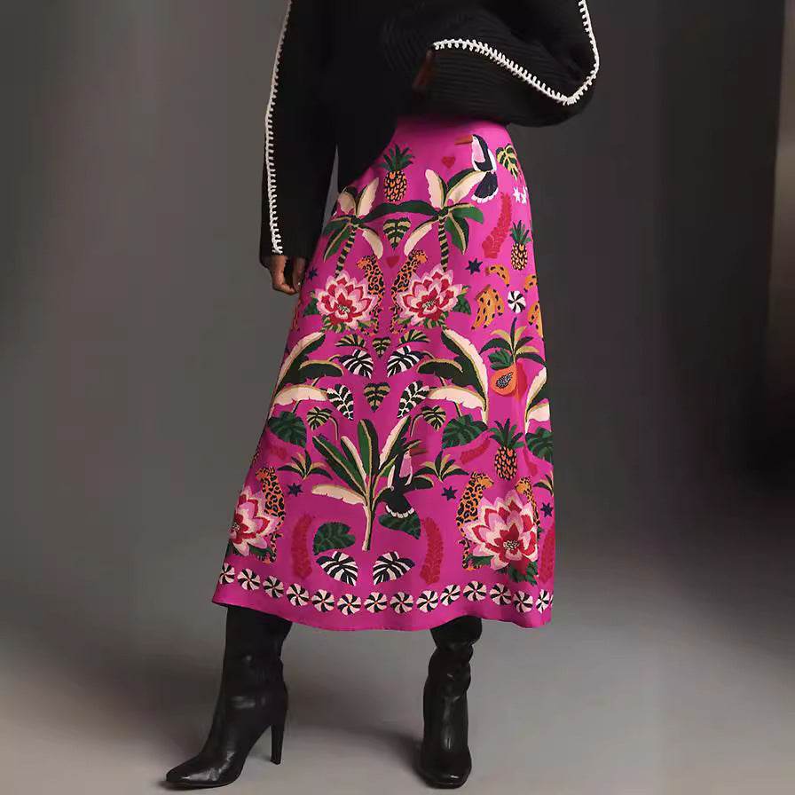 Women's Street Tropical Plant Vintage Print For Skirts