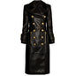 Leather Elegant Windbreaker Waist Trimming Below Coats