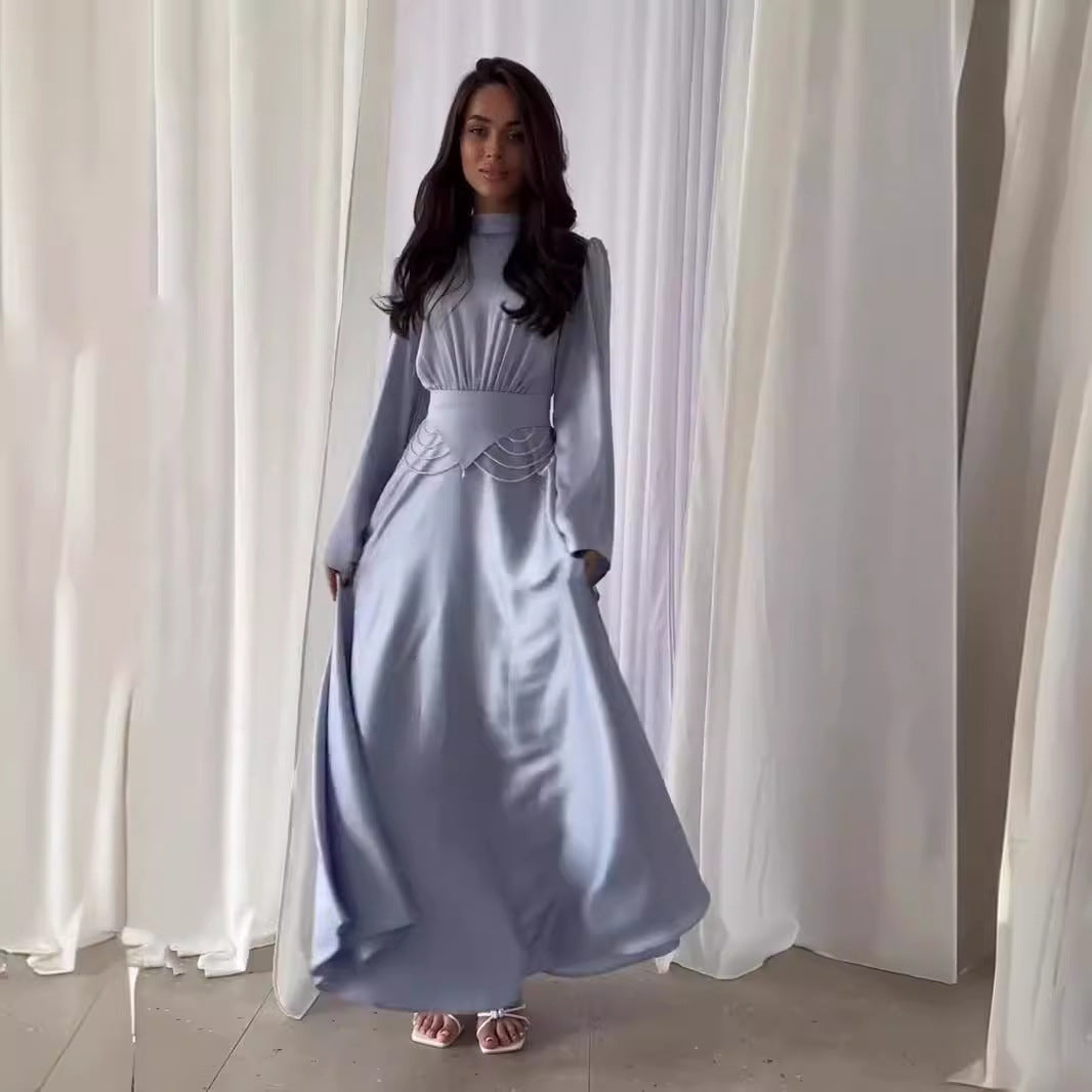 Fashionable Elegant Breathable Western Style Solid Color Dresses