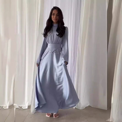 Fashionable Elegant Breathable Western Style Solid Color Dresses
