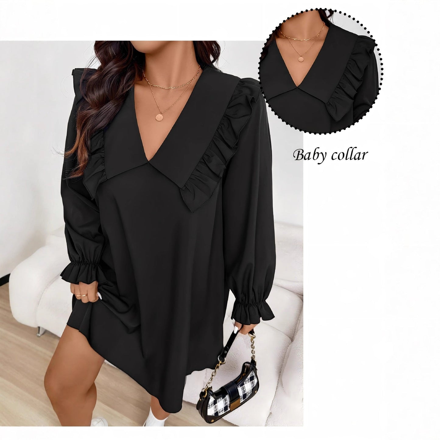 Style Ruffled Autumn Large Loose Casual Dresses