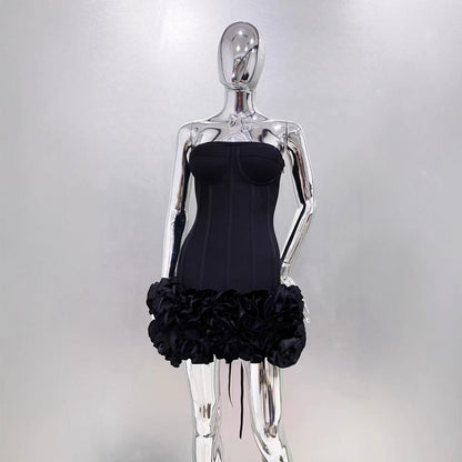 Sexy Strap Adjustable Tube Flower Dress Dresses