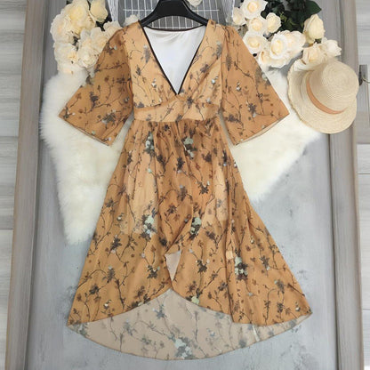 Women's Summer Fashion Temperament Printed Casual Long Dresses