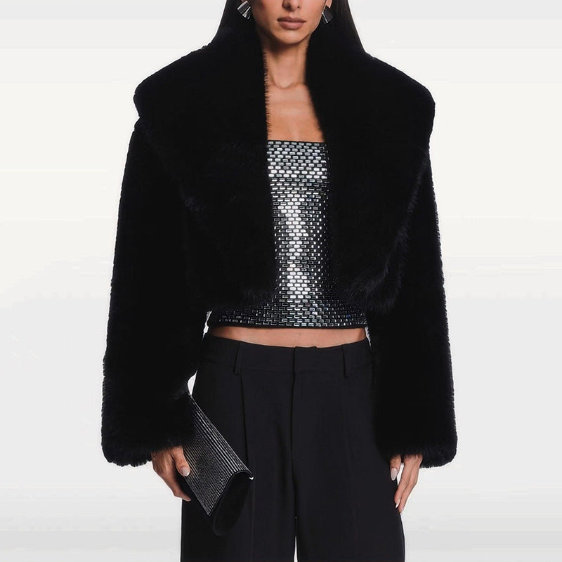 Women's Imitation Fur Fashionable Long Sleeve Coats