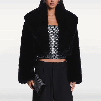 Women's Imitation Fur Fashionable Long Sleeve Coats