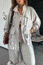 Women's Solid Color Fashion Long-sleeved Three-dimensional Pocket Coats