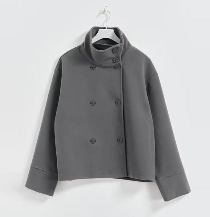 Women's High Quality Elegant Stand Collar Single Breasted Coats