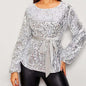Women's Veet Belt Sequin Fashion Personality Pullover Tops