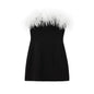 Furry Tube Dress Elastic Stitching Feather Tops