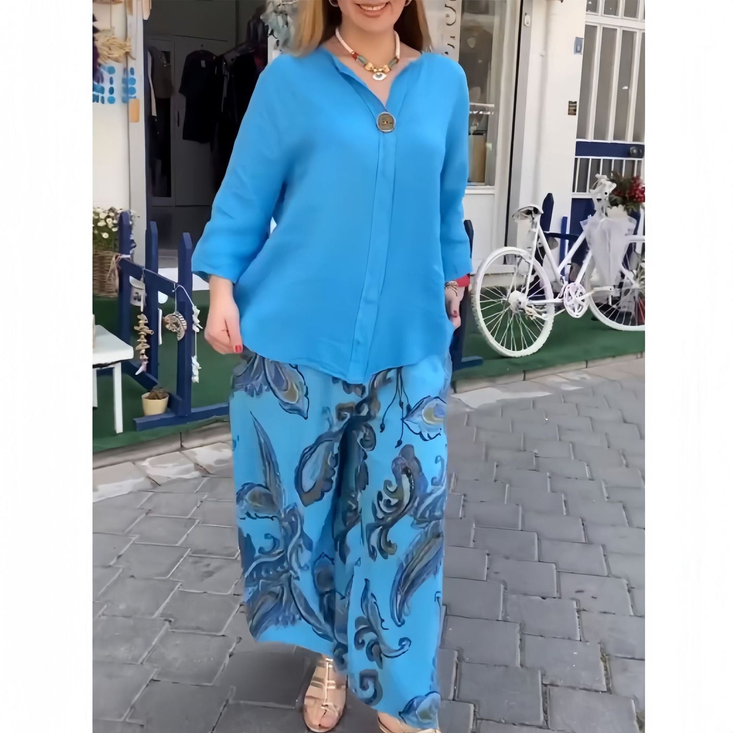 Women's Fashion Loose Cotton Linen Long-sleeved Casual Suits