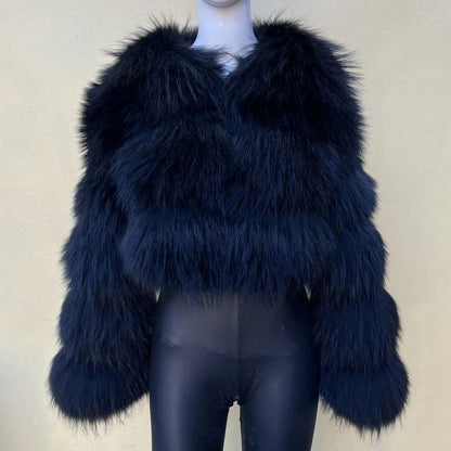 Women's Beautiful Winter Fur Imitation Stitching Coats