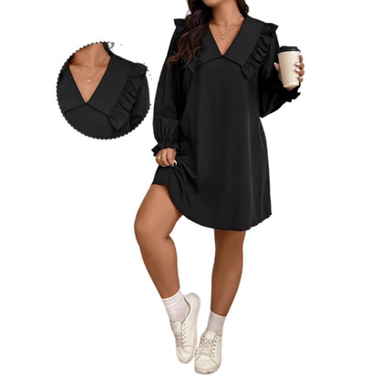 Style Ruffled Autumn Large Loose Casual Dresses