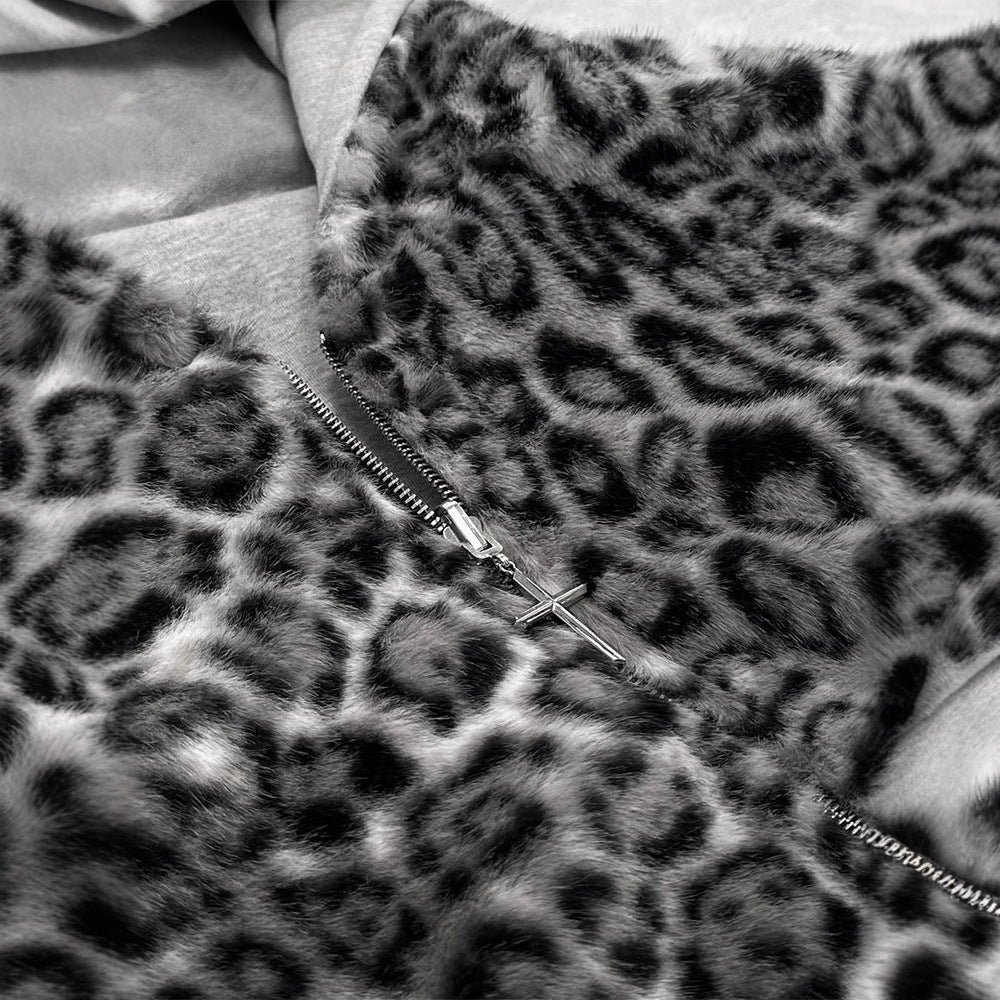 Women's & Men's & Fashionable Warm Retro Hooded Leopard Print Sweaters