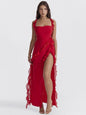 Autumn Sexy High Fork Ribbon Strap Dresses