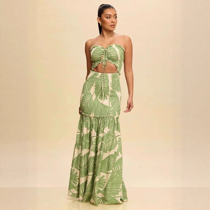 Women's Fashion Wear Printed Tube Cinched Dress Dresses
