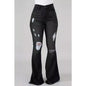Unique High Elastic Ripped Waist Flared Jeans
