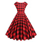 Classic British Plaid Backless Sexy Waist Retro Elegant Big Dresses