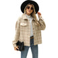 Women's Lapel Plaid Long Sleeve Loose Woolen Coats