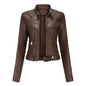Women's Fashion Leather Stand Collar European Shorts