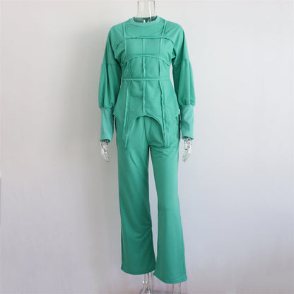 Solid Color Hoodie Round Neck Pullover Suits