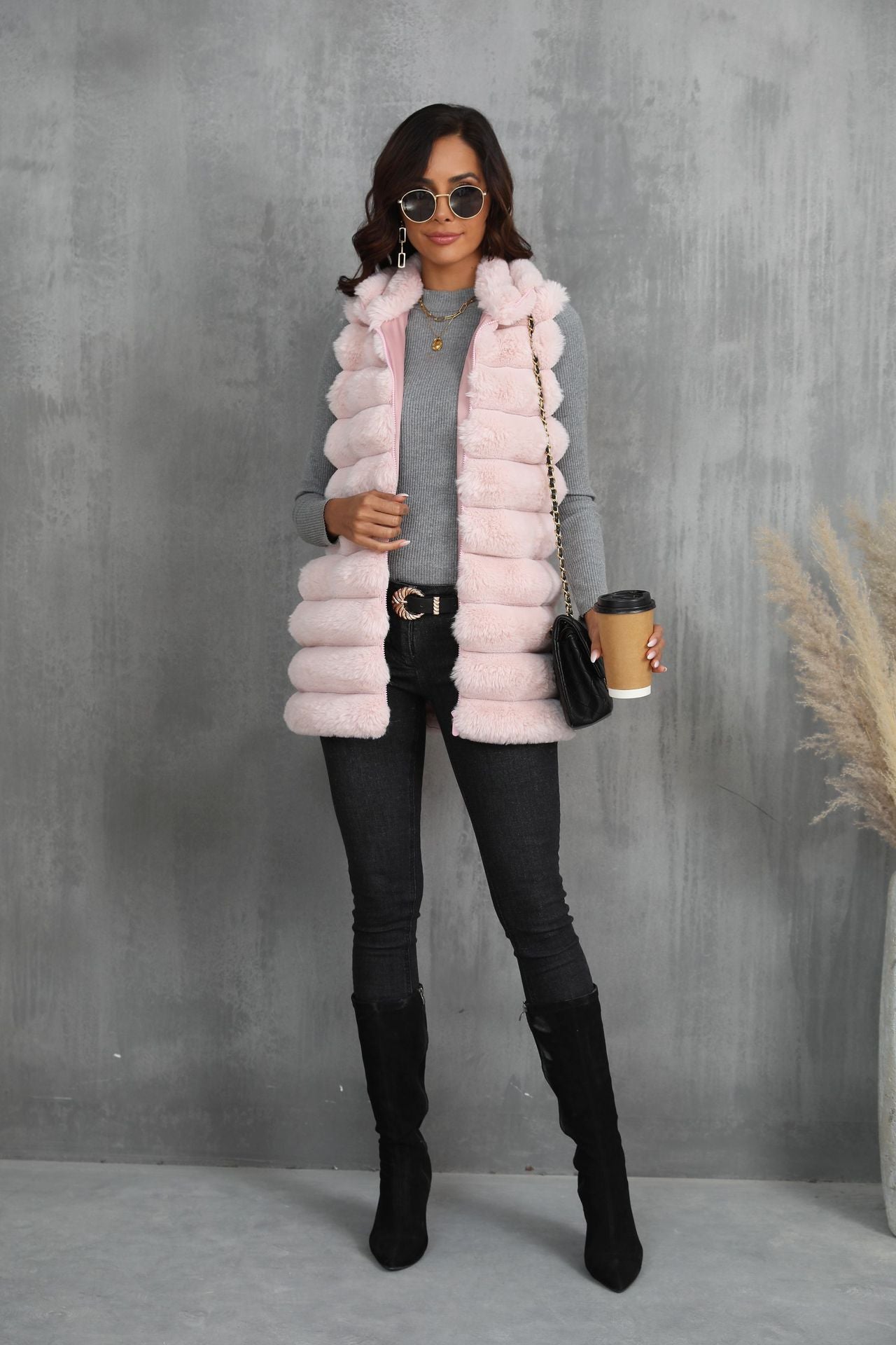 Women's Faux Fur Mid-length Zipper Winter Clothing