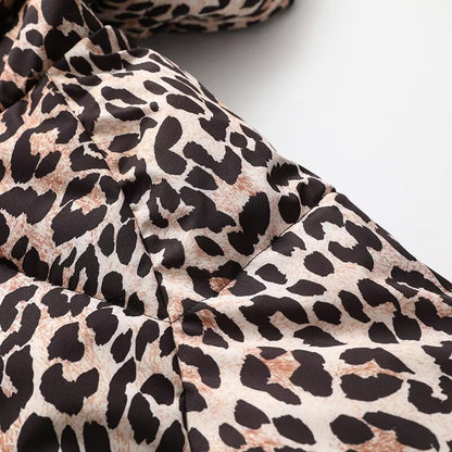 Women's Fashion Leopard Print Design Hooded Thickened Coats