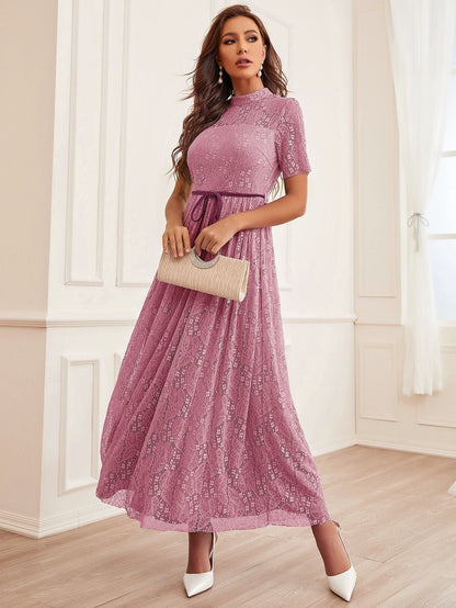 Women's Elegant Lace Round Neck Sleeve A- Dresses