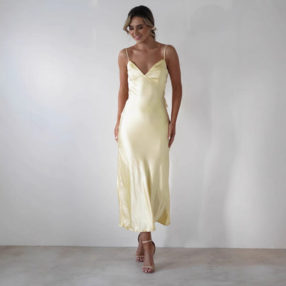 New Dress Strap Satin Fashion Backless Dresses