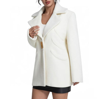 Pure Color Autumn Fashion Metal Decoration Coats