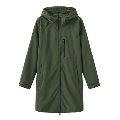 Women's Waterproof Windbreaker Hooded Long Sleeve Loose Coats